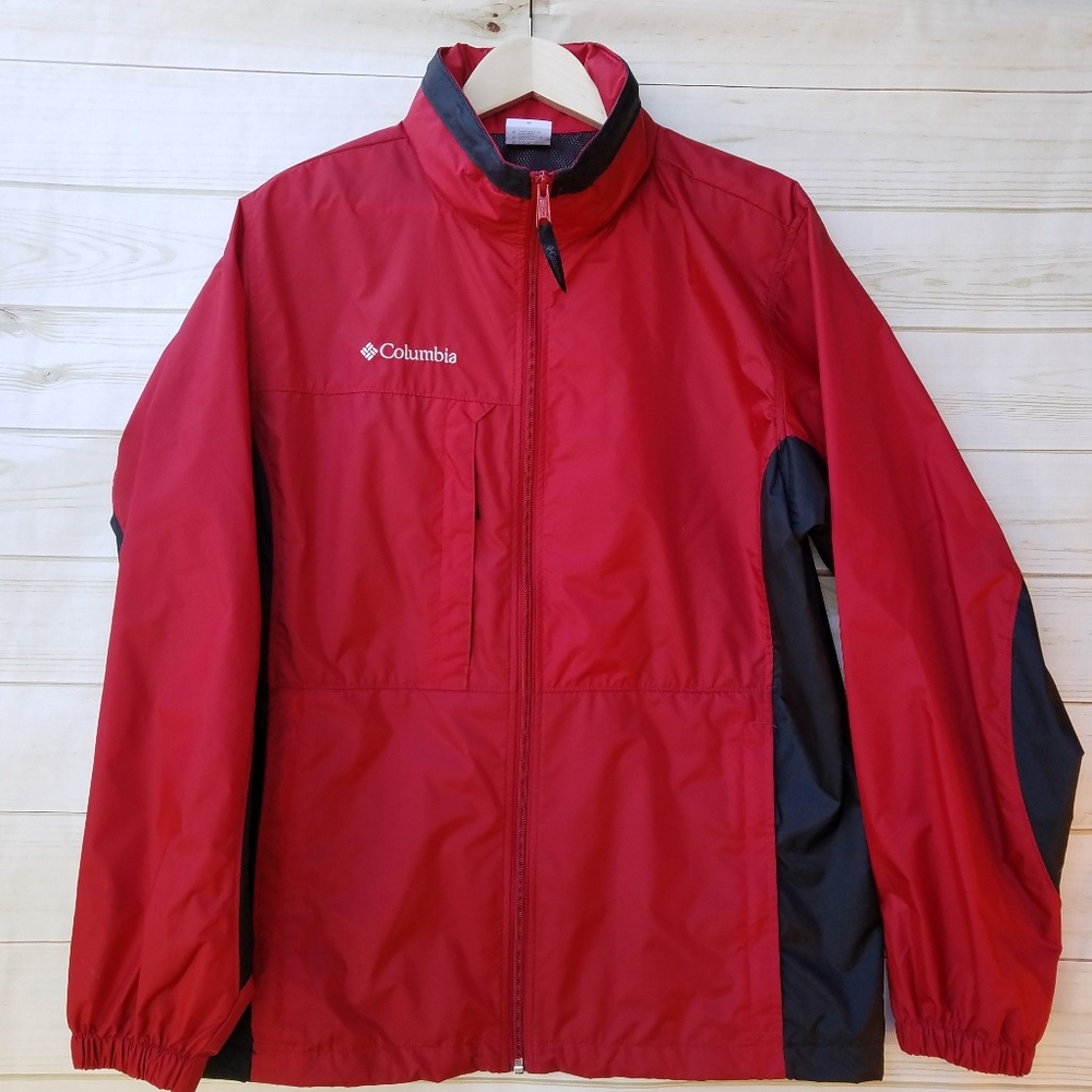 Columbia M men's rain hooded jacket colorblock